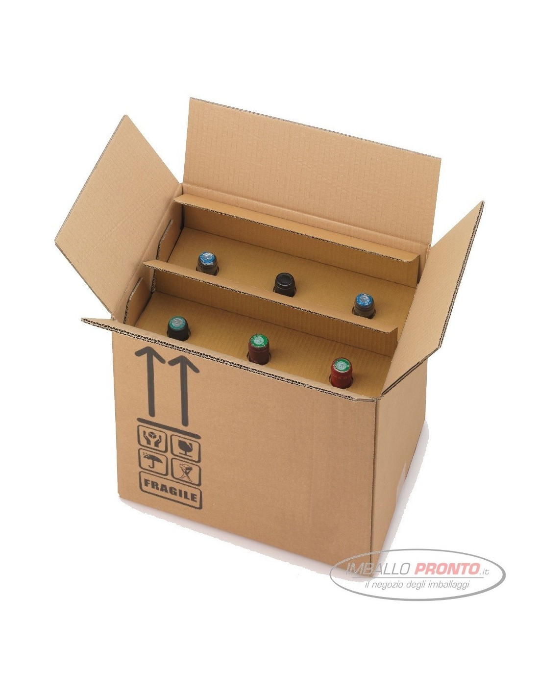 Scatola omologata 6 bottiglie preassemblata: scatole per spedizioni